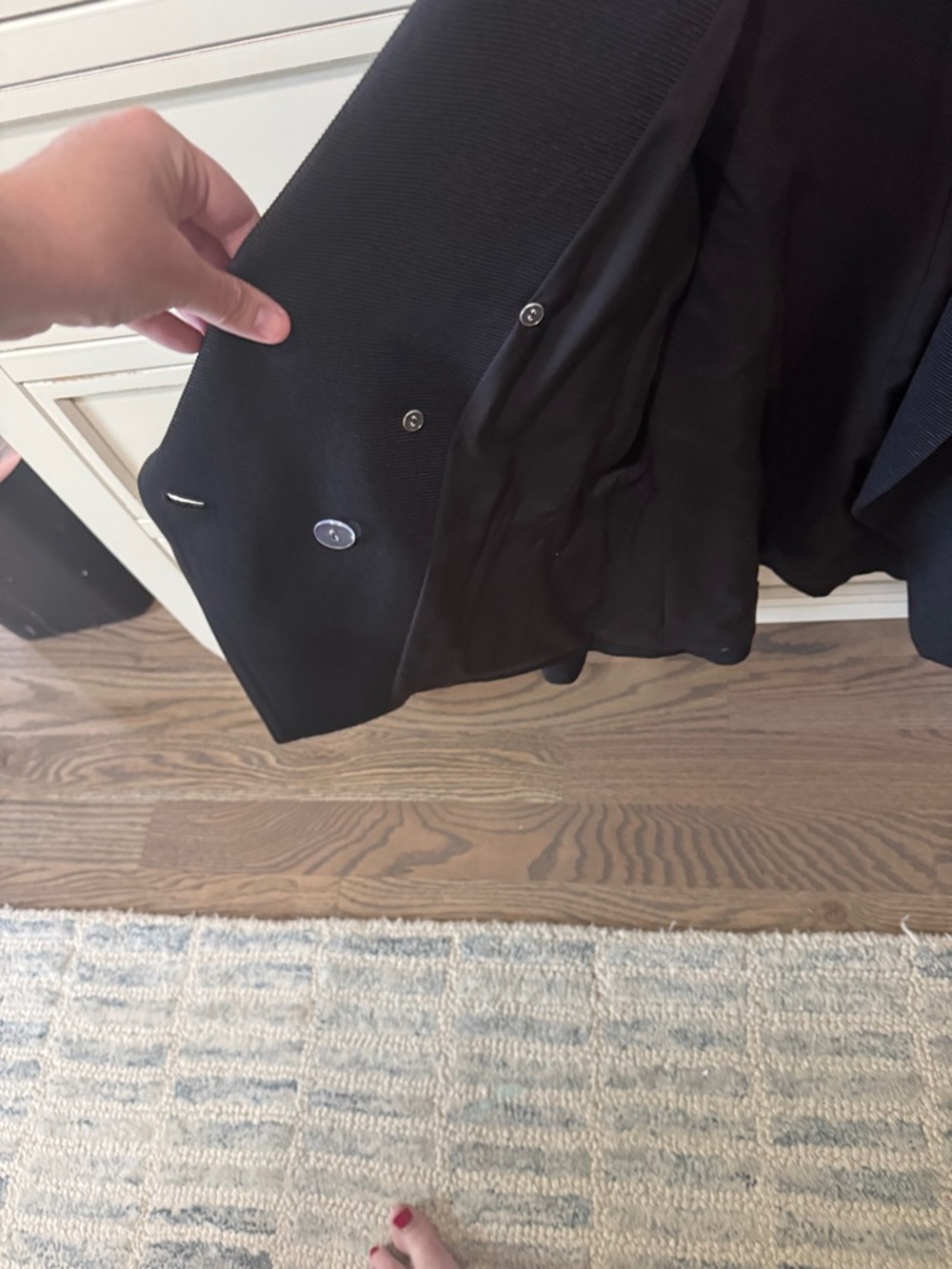 L'AGENCE Black Double-Breasted Textured Jacket with Silver Buttons - Picture 6 of 6